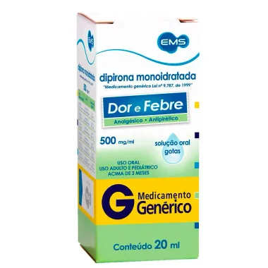 Dipirona Sódica 500mg/ml EMS Genérico Gotas com 20ml