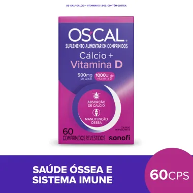 OS-CAL Cálcio 500mg + Vitamina D 1000UI com 60 Comprimidos Revestidos