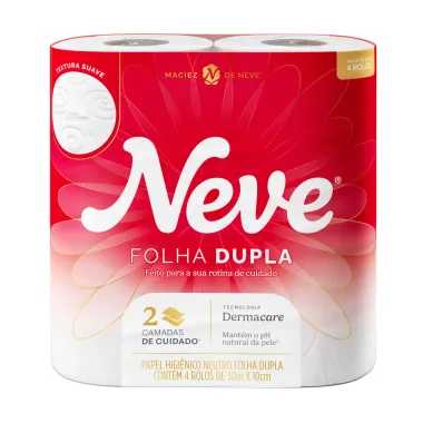 Papel Higi&ecirc;nico Neve Toque da Seda Folha Dupla 4 Unidades