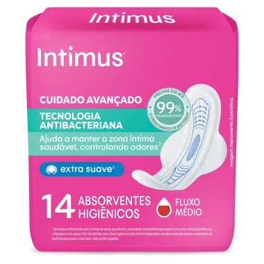 Absorvente Intimus Tecnologia Antibacteriana com Abas 14 Unidades