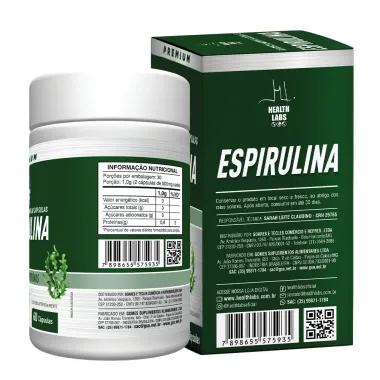 Espirulina Health Labs com 60 C&aacute;psulas