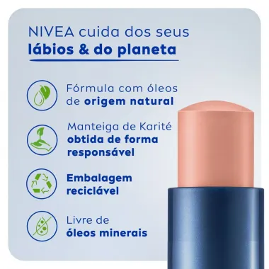 NIVEA Hidratante Labial Hidra Color 2 em 1 Nude 4,8g