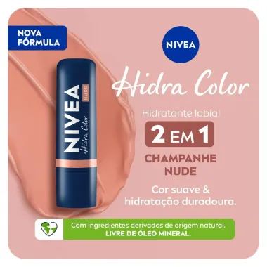 Hidratante Labial Nivea Hidra Color 2 em 1 Nude 4,8g