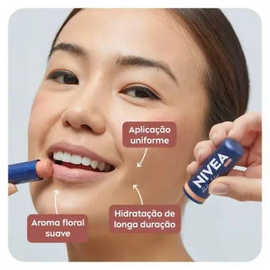 Hidratante Labial Nivea Hidra Color 2 em 1 Nude 4,8g