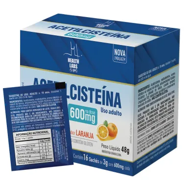 NAC Acetilciste&iacute;na 600mg Health Labs 16 Sach&ecirc;s de 3g cada