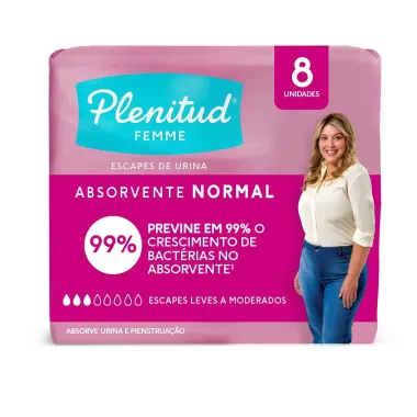 Absorvente Plenitud Femme Normal com Abas 8 unidades