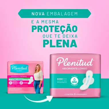 Absorvente Longo Plenitud Femme Normal com Abas 8 unidades