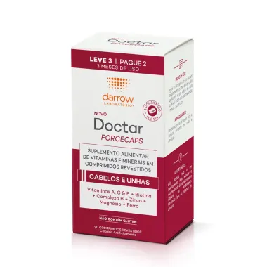 Doctar Forcecaps Darrow para Cabelos e Unhas com 90 Comprimidos Revestidos