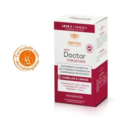 Doctar Forcecaps Darrow para Cabelos e Unhas com 90 Comprimidos Revestidos