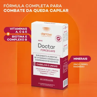 Doctar Forcecaps Darrow para Cabelos e Unhas com 30 Comprimidos Revestidos