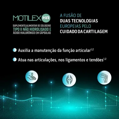 Motilex HA Colágeno Não Hidrolisado + Ácido Hialurônico com 60 Cápsulas