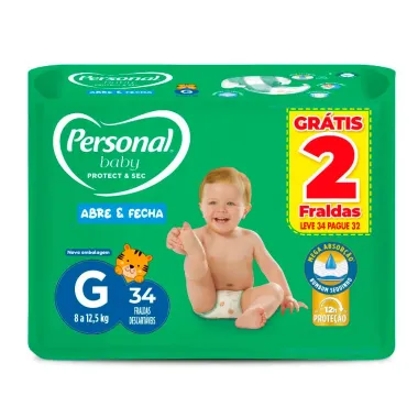 Fralda Personal Baby Protect & Sec Tamanho G Leve 34 Pague 32 Fraldas Descart&aacute;veis