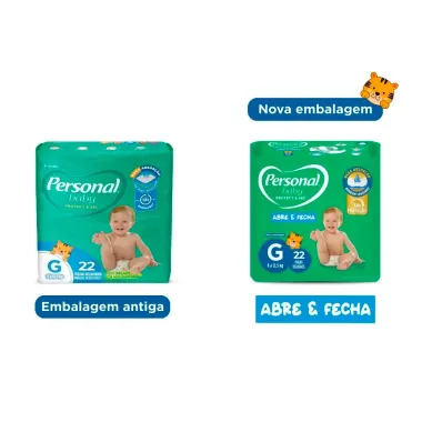 Fralda Personal Baby Protect & Sec Tamanho G com 22 Fraldas Descart&aacute;veis