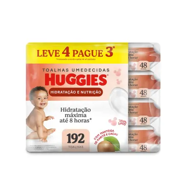 Lenços Huggies Hidratação e Nutrição Contra Assaduras 4x48 Unidades