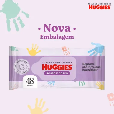 Len&ccedil;os Umedecidos Huggies Rosto e Corpo Limpeza 4 x 48 Unidades