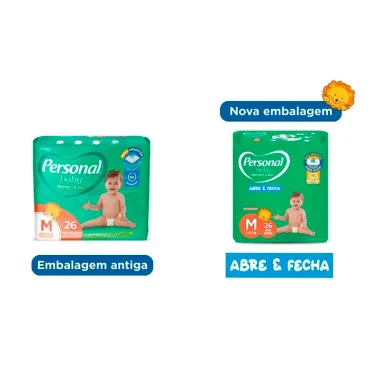 Fralda Personal Baby Protect & Sec Tamanho M com 26 Fraldas Descart&aacute;veis
