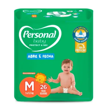 Fralda Personal Baby Protect & Sec Tamanho M com 26 Fraldas Descart&aacute;veis