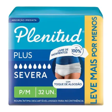 Roupa Íntima Plenitud Protect Plus Unissex Tamanho P/M 32 Unidades Leve Mais Por Menos