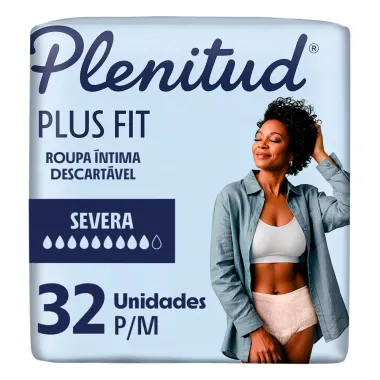 Roupa &Iacute;ntima Plenitud Plus Fit Tamanho P/M com 32 Unidades Descart&aacute;veis
