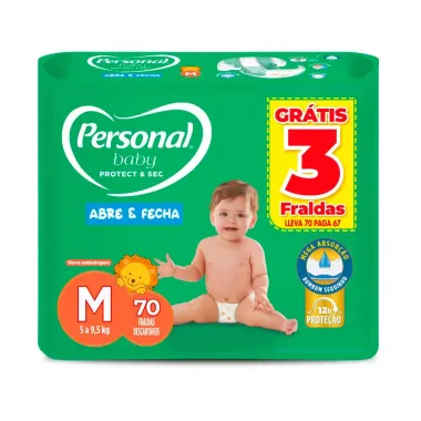Fralda Personal Baby Protect & Sec Tamanho M Leve 70 Pague 67 Fraldas Descart&aacute;veis