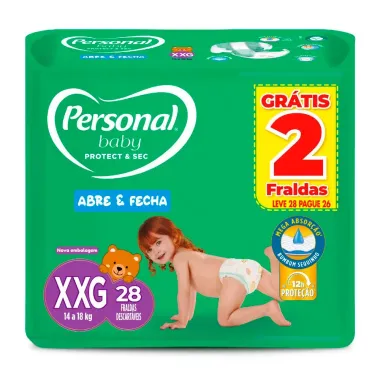 Fralda Personal Baby Protect & Sec Tamanho XXG Leve 28 Pague 26 Fraldas Descart&aacute;veis