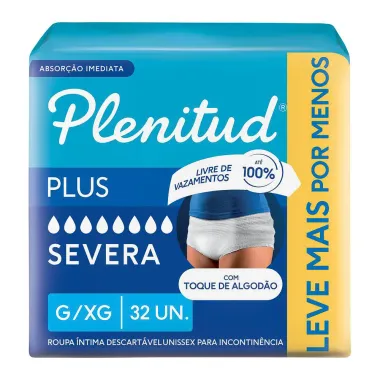 Roupa Íntima Plenitud Plus Unissex Tamanho G/XG 32 Unidades Descartáveis