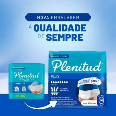 Roupa &Iacute;ntima Plenitud Plus Unissex Tamanho G/XG 32 Unidades Descart&aacute;veis