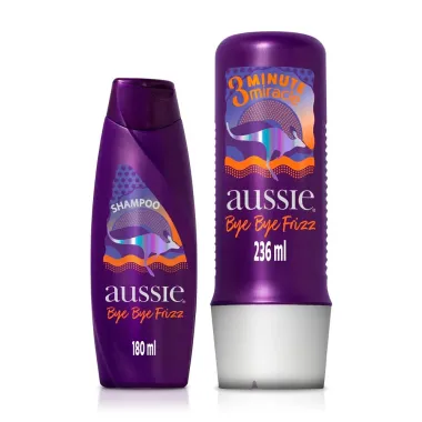 Kit Shampoo Aussie Bye Bye Frizz Maciez e Brilho 180ml e 3 Minutos Milagrosos 236ml