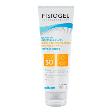 Fisiogel Loção Hidratante FPS 50 Rosto e Corpo Pele Sensível 60ml