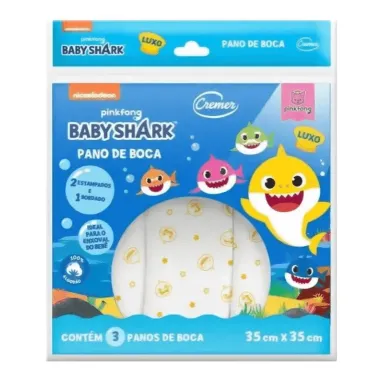 Pano de Boca Cremer Luxo Baby Shark Estampas Sortidas 3 Unidades