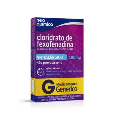 Fexofenadina 180mg Neo Qu&iacute;mica Gen&eacute;rico com 10 Comprimidos Revestidos