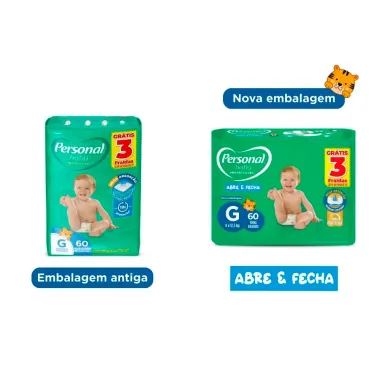 Fralda Personal Baby Protect & Sec Tamanho G Leve 60 Pague 57 Fraldas Descart&aacute;veis
