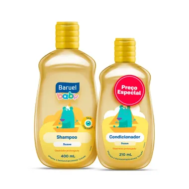 Kit Shampoo Infantil Baruel Baby Suave 400ml e Condicionador Infantil Baruel Baby Suave 210ml