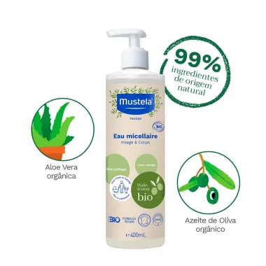 Água Micelar Mustela BIO Orgânico Sem Perfume 400ml