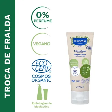 Mustela BIO Orgânico Creme para Assadura Sem Perfume 75ml