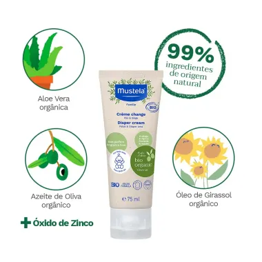 Mustela BIO Orgânico Creme para Assadura Sem Perfume 75ml