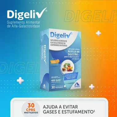 Digeliv 400FCC Sabor Laranja com 30 Comprimidos Mastigáveis