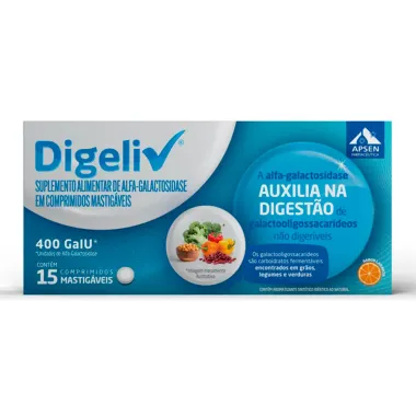 Digeliv 400FCC Sabor Laranja com 15 Comprimidos Mastigáveis