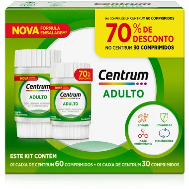 Centrum Adulto 60 comprimidos e Ganhe 70% de Desconto no Centrum Adulto 30 Comprimidos