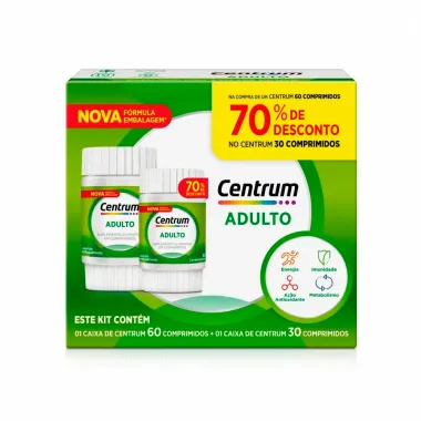 Centrum Adulto 60 comprimidos e Ganhe 70% de Desconto no Centrum Adulto 30 Comprimidos