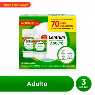 Centrum Adulto 60 comprimidos e Ganhe 70% de Desconto no Centrum Adulto 30 Comprimidos
