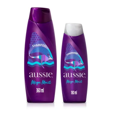 Kit Shampoo Aussie Mega Moist Super Hidrata&ccedil;&atilde;o 360ml e Condicionador 180ml