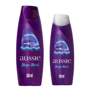 Kit Shampoo Aussie Mega Moist Super Hidrata&ccedil;&atilde;o 360ml e Condicionador 180ml