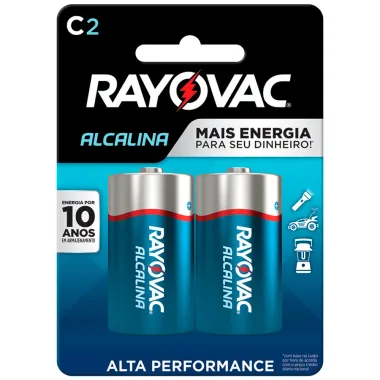 Pilha Rayovac Alcalina C2 Média com 2 Unidades