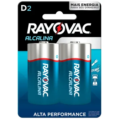 Pilha Rayovac Alcalina D2 Grande 2 Unidades