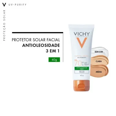 Protetor Solar Vichy Capital Soleil UV Purify FPS 70 Pele Média