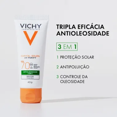 Protetor Solar Vichy Capital Soleil UV Purify FPS 70 Pele Média