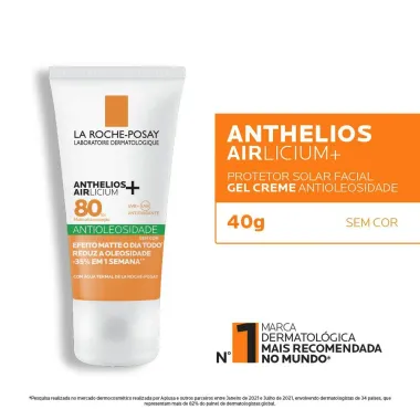 Protetor Solar Anthelios AIRlicium+ Antioleosidade FPS 80 Gel Creme Sem Cor