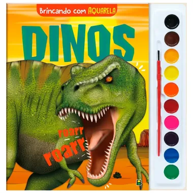 Livro Infantil Brincando com Aquarela Dinos