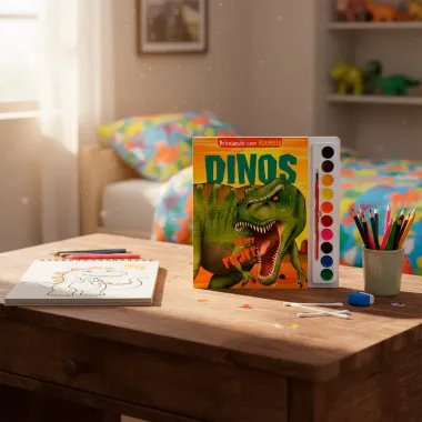 Livro Infantil Brincando com Aquarela Dinos
